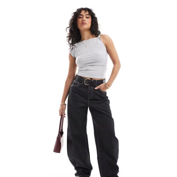 NWOT Cotton On Marlow Twist Shoulder Top Gray Asymmetric Neck Women’s Size L - Picture 9 of 9